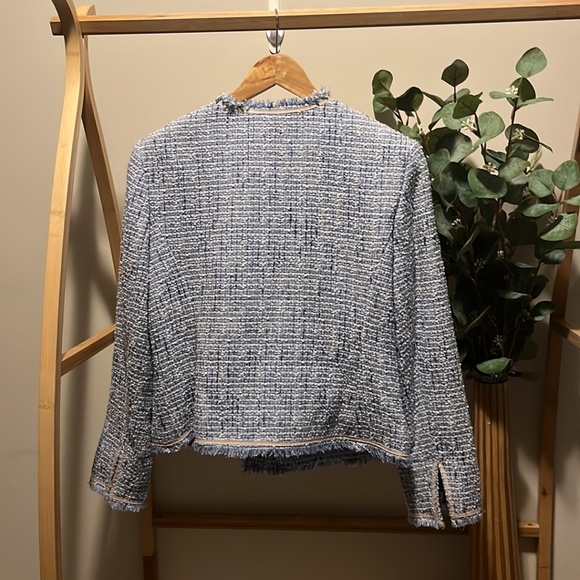 Emma James Blue Tweed Crop Blazer - Picture 4 of 4